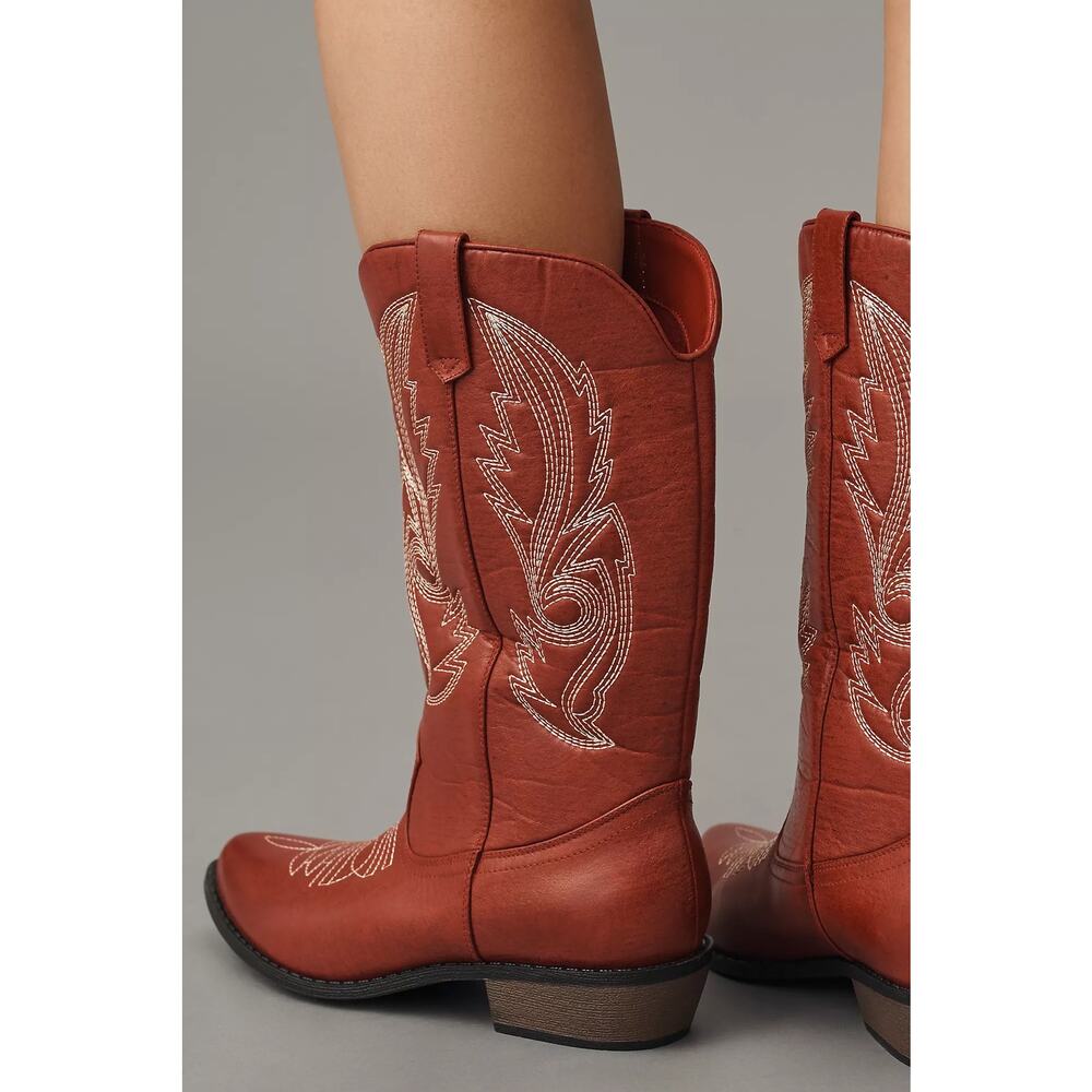 Coconuts by Matisse Red Embroidered Western Ankle Boots - Picture 11 of 11